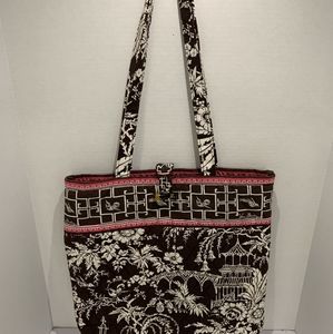 Vera Bradley Tote Bag Imperial Toile Retired Pattern 100% Cotton Clasp Closure